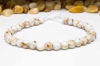 Reconstructed Manmade Turquoise & Shell 6mm Round - Dyed Ivory - 2mm Large Hole